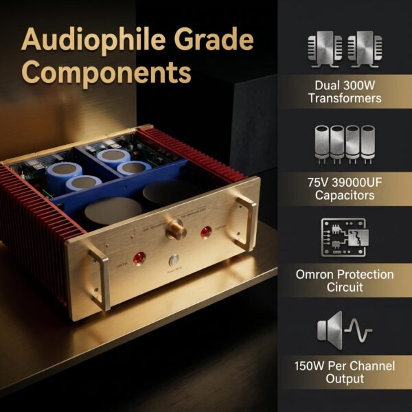 NHB-108 Dual Mono Stereo Power Amplifier – 150W Hi-Fi Amp