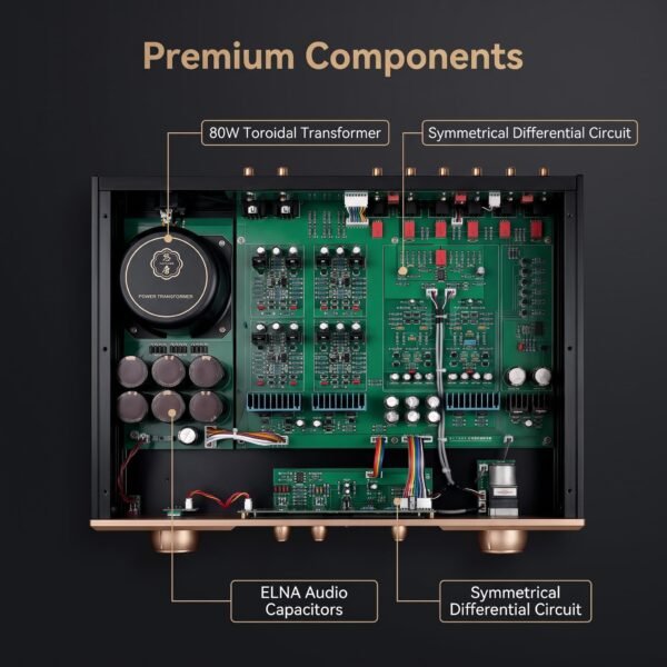 MK9200 High-End Hifi Preamplifier, Fully Balanced Pure Class A Stereo Preamp with Separate Balanced & Single-Ended System, All-Aluminum Remote Control for Home Audiophile Sound System