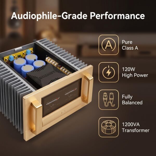 BRZHIFI A75 Class A Stereo Power Amplifier – 120W Hi-Fi Amp