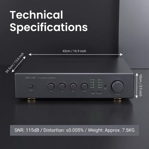 BERLASSE MT-12 Audiophile FET Preamplifier with Dual DAC & Bluetooth 5.4