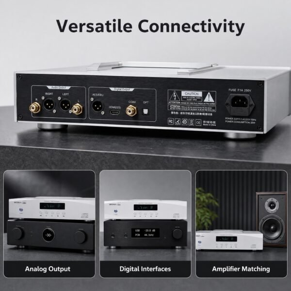 BRZHIFI CD100 Top-Loading Hi-Fi CD Player, Balanced Audio Output, Audiophile Digital Audio Source