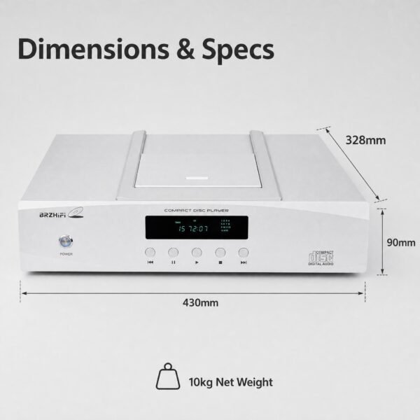 BRZHIFI CD100 Top-Loading Hi-Fi CD Player, Balanced Audio Output, Audiophile Digital Audio Source